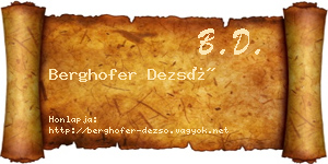 Berghofer Dezső névjegykártya